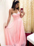 Sweetheart A line Pink Chiffon Prom Dress With Beadings LBQ0647